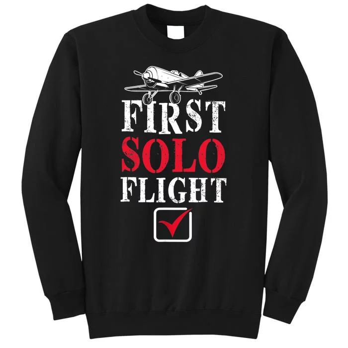 First Solo Flight Check New Pilot Aeronaut Vintage Airplane Sweatshirt