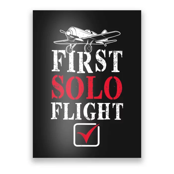 First Solo Flight Check New Pilot Aeronaut Vintage Airplane Poster