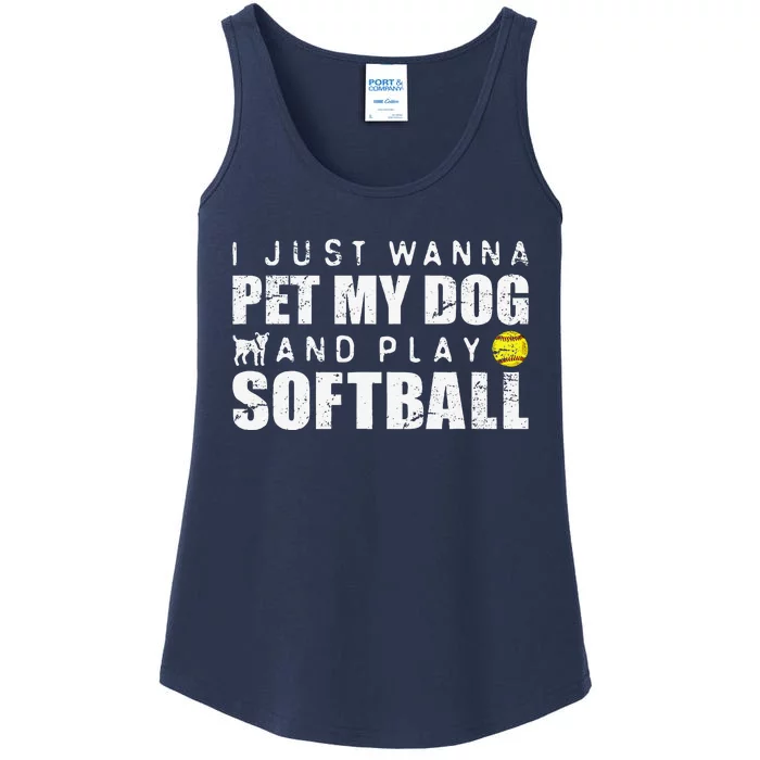 Fastpitch Softball Funny Dog Ladies Essential Tank