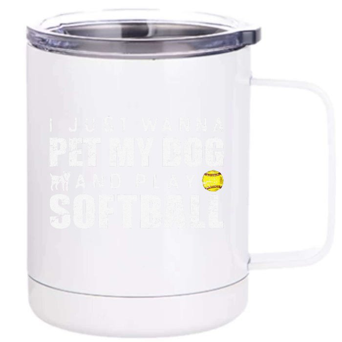 Fastpitch Softball Funny Dog Front & Back 12oz Stainless Steel Tumbler Cup