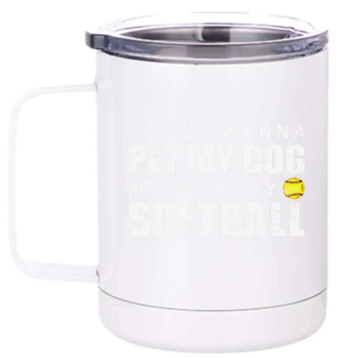 Fastpitch Softball Funny Dog Front & Back 12oz Stainless Steel Tumbler Cup