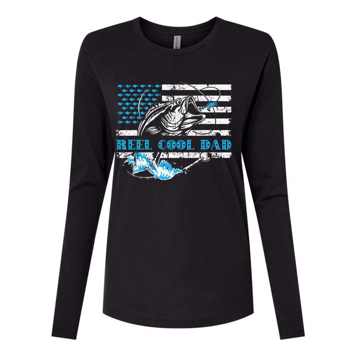 Fishing Stuff For Fathers Day Reel Cool Dad American Flag Womens Cotton Relaxed Long Sleeve T-Shirt