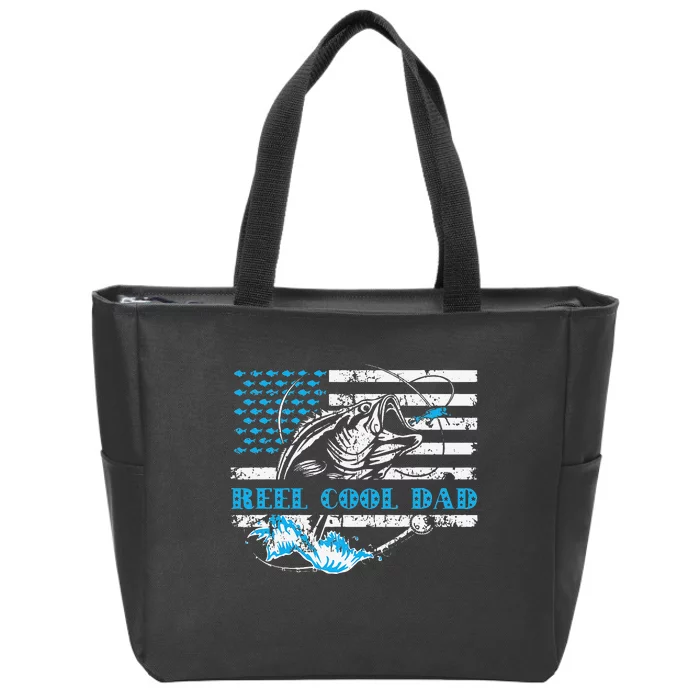 Fishing Stuff For Fathers Day Reel Cool Dad American Flag Zip Tote Bag