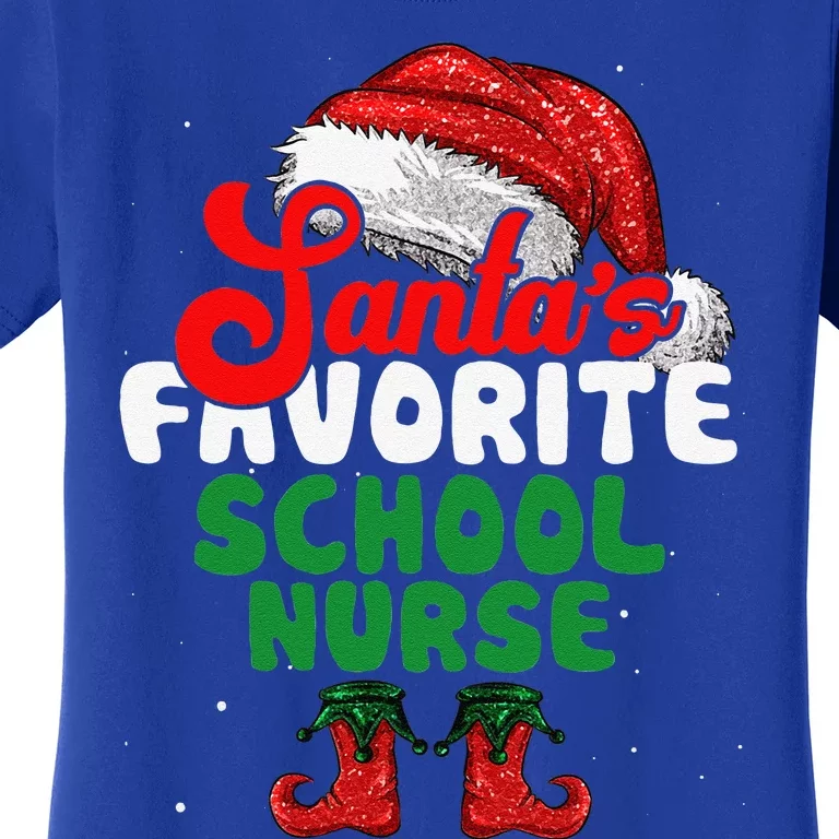 Funny Santas Favorite School Nurse Christmas Women's T-Shirt