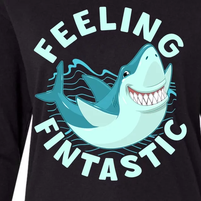 Funny Shark Feeling Fintastic Shark Week Fan Womens Cotton Relaxed Long Sleeve T-Shirt