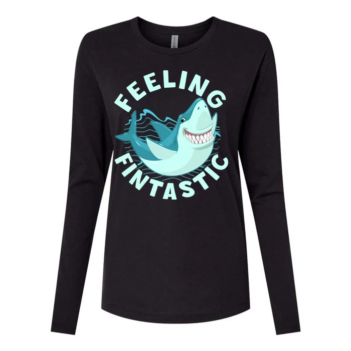 Funny Shark Feeling Fintastic Shark Week Fan Womens Cotton Relaxed Long Sleeve T-Shirt