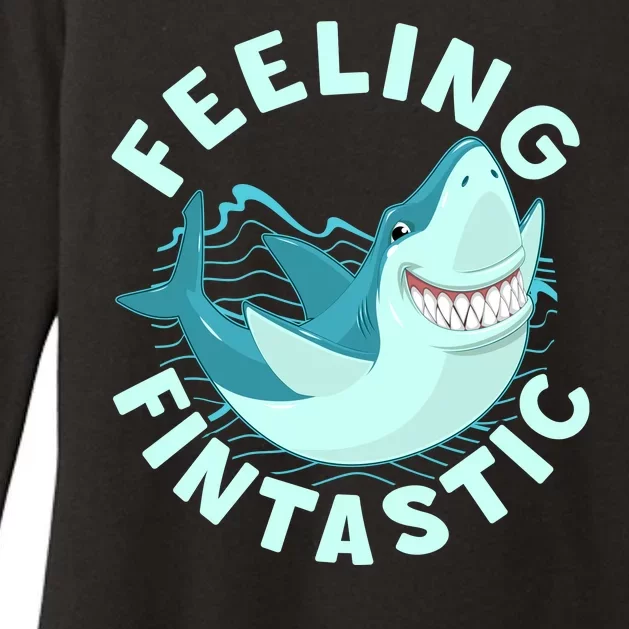 Funny Shark Feeling Fintastic Shark Week Fan Womens CVC Long Sleeve Shirt