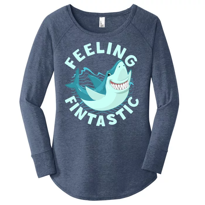 Funny Shark Feeling Fintastic Shark Week Fan Women's Perfect Tri Tunic Long Sleeve Shirt