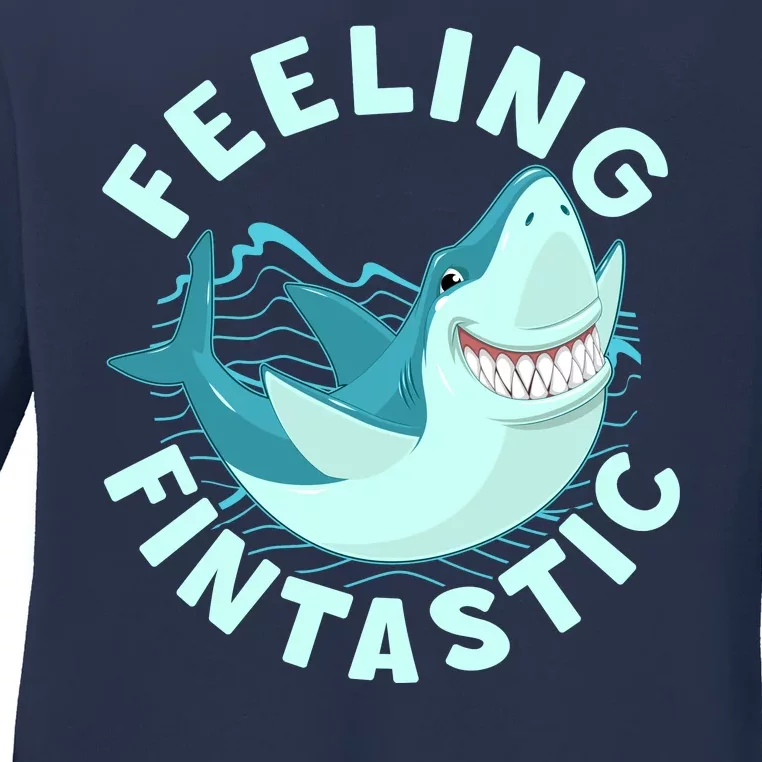 Funny Shark Feeling Fintastic Shark Week Fan Ladies Long Sleeve Shirt