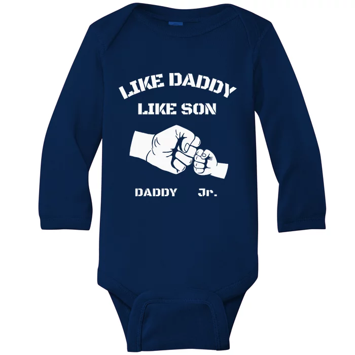 Father Son Fist Bump Matching Father's Day Daddy Dad & Son Baby Long Sleeve Bodysuit