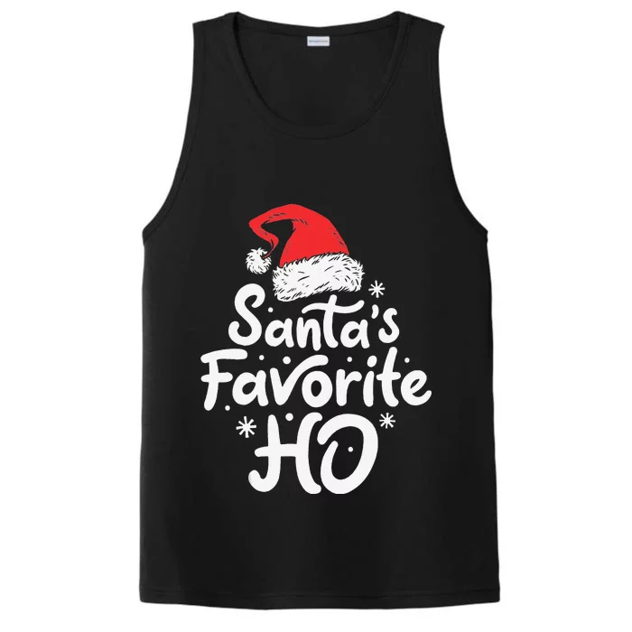 Funny SantaS Favorite Ho Funny Christmas Xmas Santa Hat Performance Tank