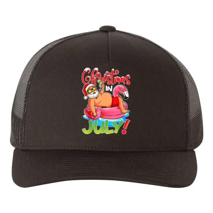 Funny Santa Flamingo Float Christmas In July Summer Vacation Yupoong Adult 5-Panel Trucker Hat