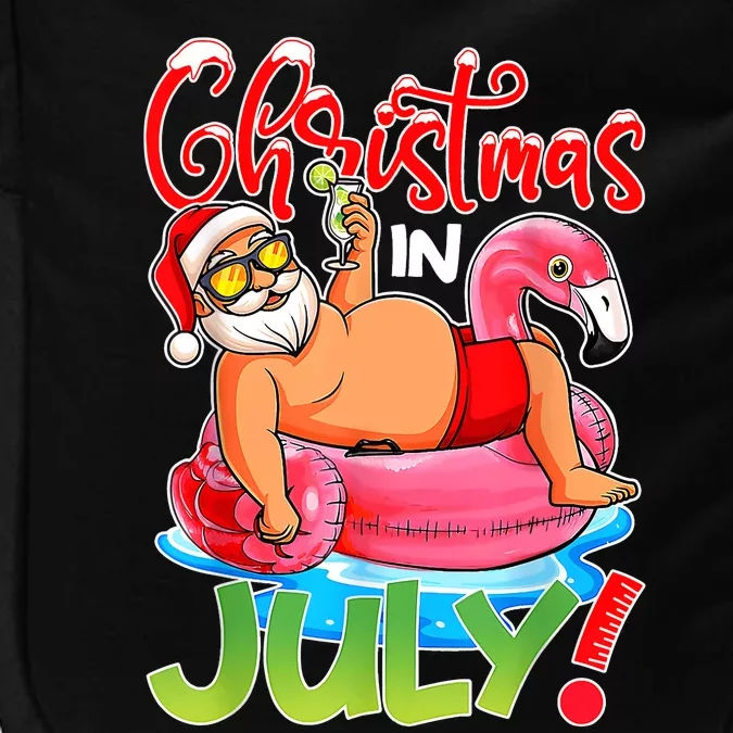 Funny Santa Flamingo Float Christmas In July Summer Vacation Impact Tech Backpack