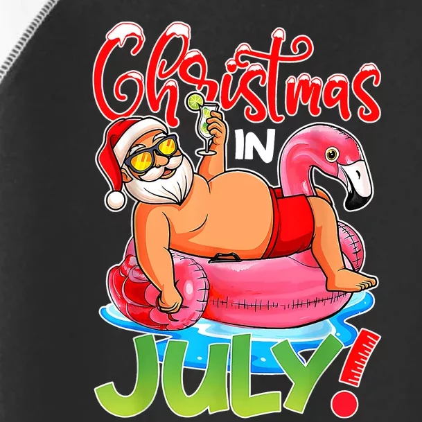 Funny Santa Flamingo Float Christmas In July Summer Vacation Toddler Fine Jersey T-Shirt