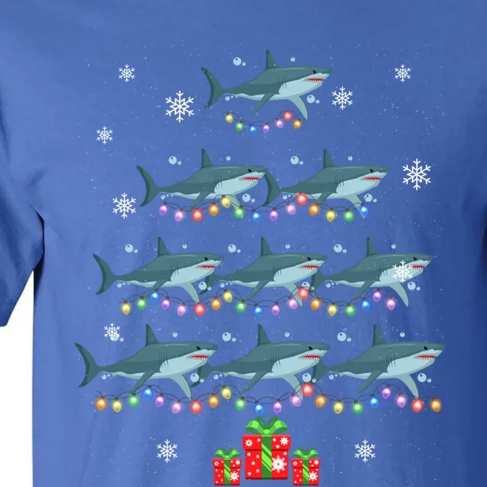 Funny Shark Fish Xmas Lighting Tree Santa Shark Christmas Meaningful Gift Tall T-Shirt