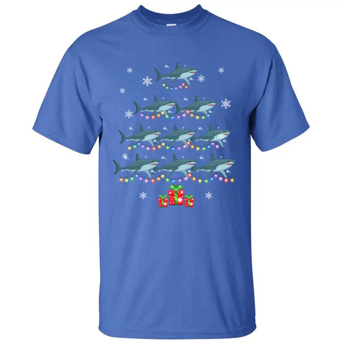 Funny Shark Fish Xmas Lighting Tree Santa Shark Christmas Meaningful Gift Tall T-Shirt