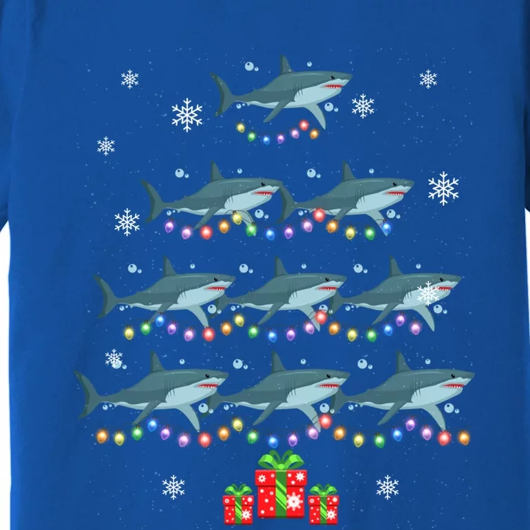 Funny Shark Fish Xmas Lighting Tree Santa Shark Christmas Meaningful Gift Premium T-Shirt