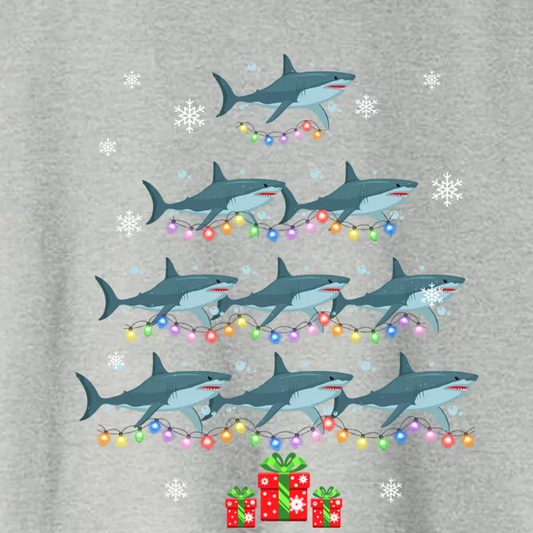 Funny Shark Fish Xmas Lighting Tree Santa Shark Christmas Meaningful Gift Women's Crop Top Tee