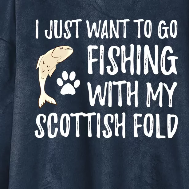 Fishing Scottish Fold For Boating Cat Mom Or Cat Dad Great Gift Hooded Wearable Blanket