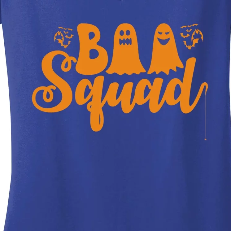 Funny Spooky Family Halloween Season Boo Squad Matching Idea Great Gift Women's V-Neck T-Shirt