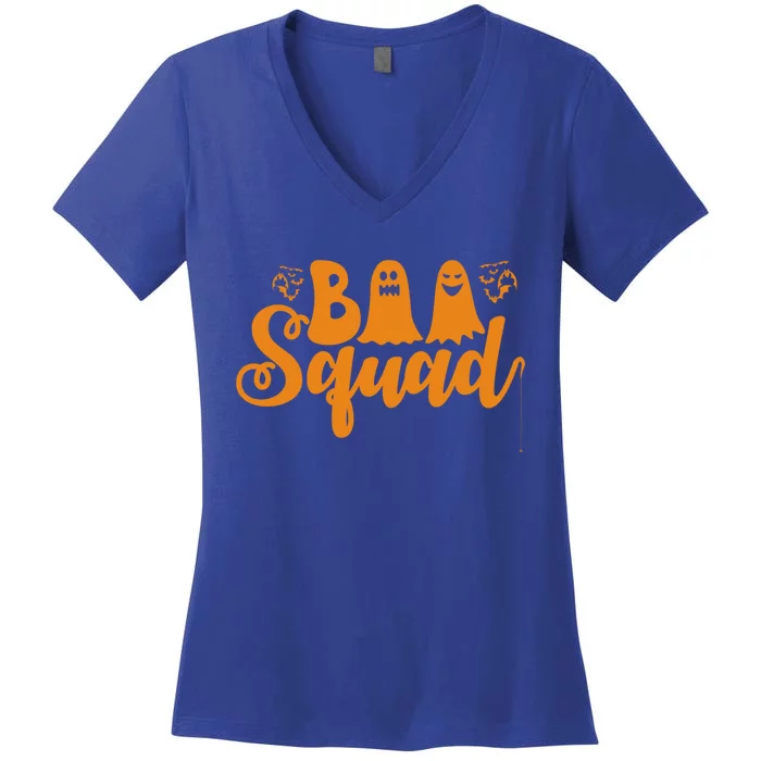 Funny Spooky Family Halloween Season Boo Squad Matching Idea Great Gift Women's V-Neck T-Shirt