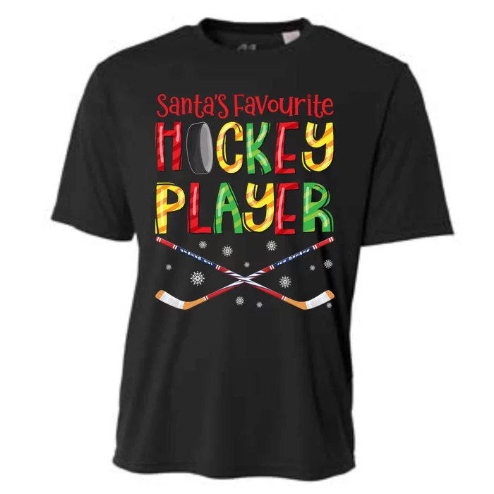 Funny SantaS Favourite Hockey Player Christmas Funny Gift Xmas Gift Cooling Performance Crew T-Shirt