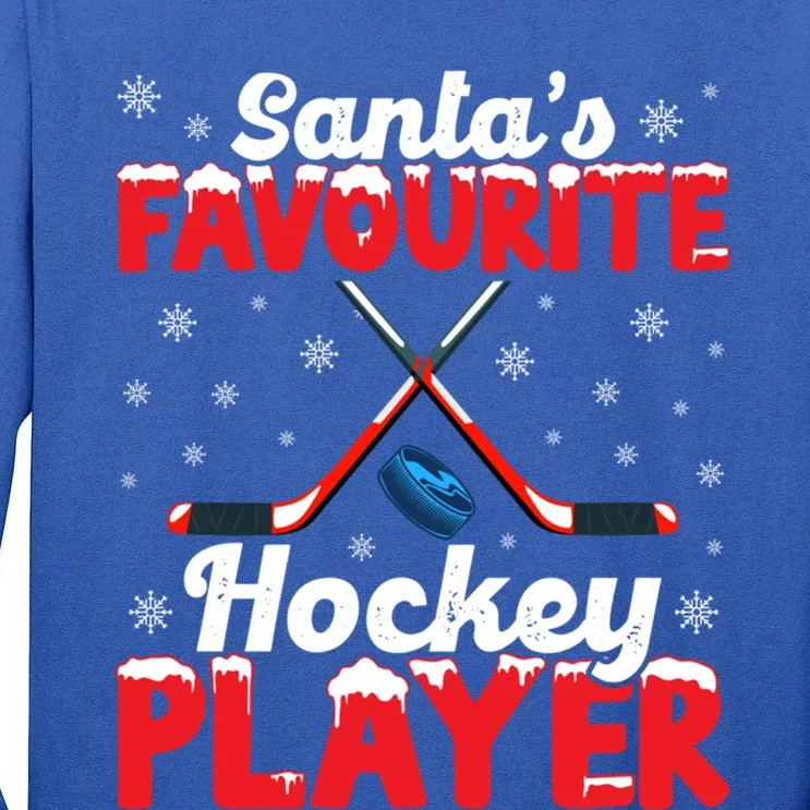 Funny SantaS Favourite Hockey Player Christmas Snowflakes Meaningful Gift Tall Long Sleeve T-Shirt