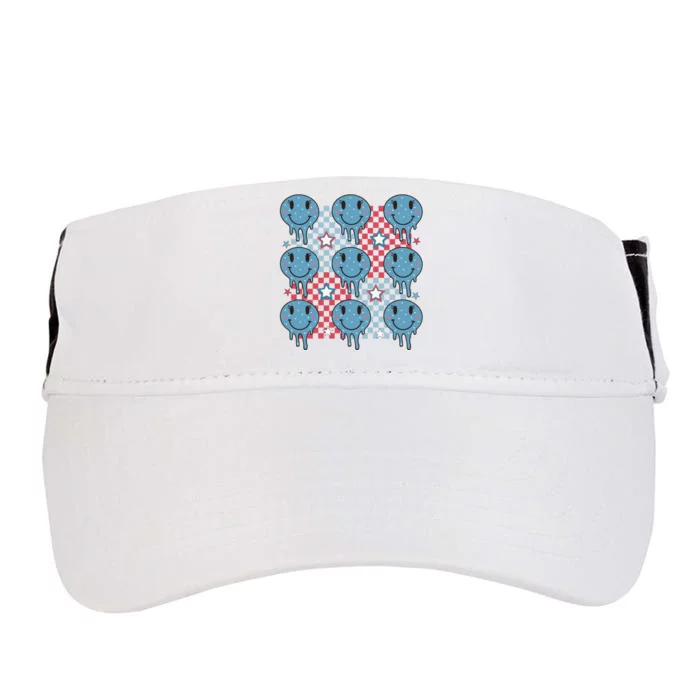 Funny Smiley Face Happy 4th Of July Retro Gift Adult Drive Performance Visor