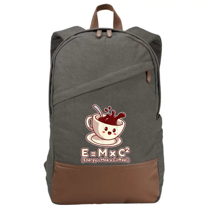 Funny Science Formula E=MC2 Energy Milk Coffee Kawaii Cotton Canvas Backpack