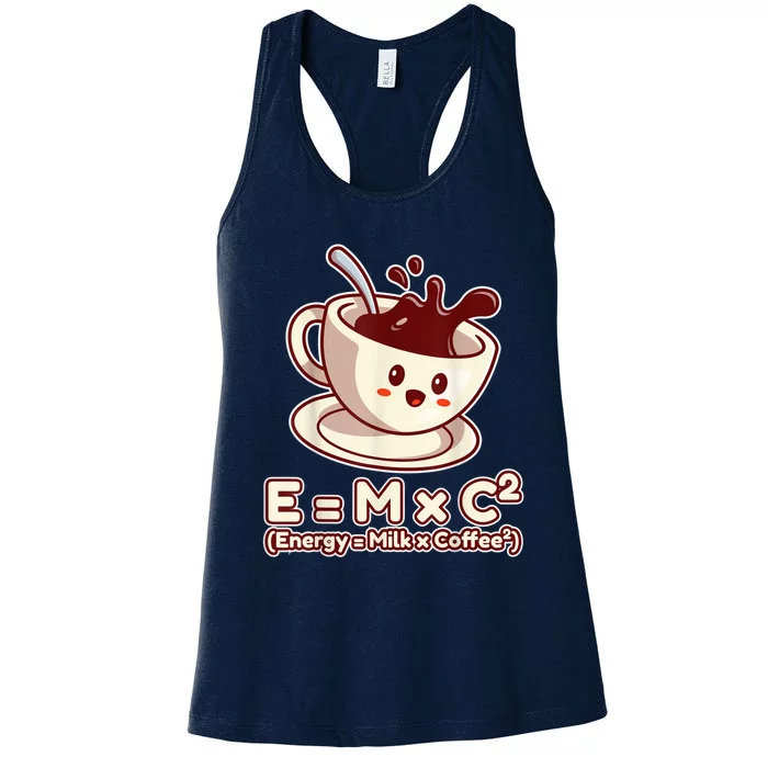 Funny Science Formula E=MC2 Energy Milk Coffee Kawaii Women's Racerback Tank