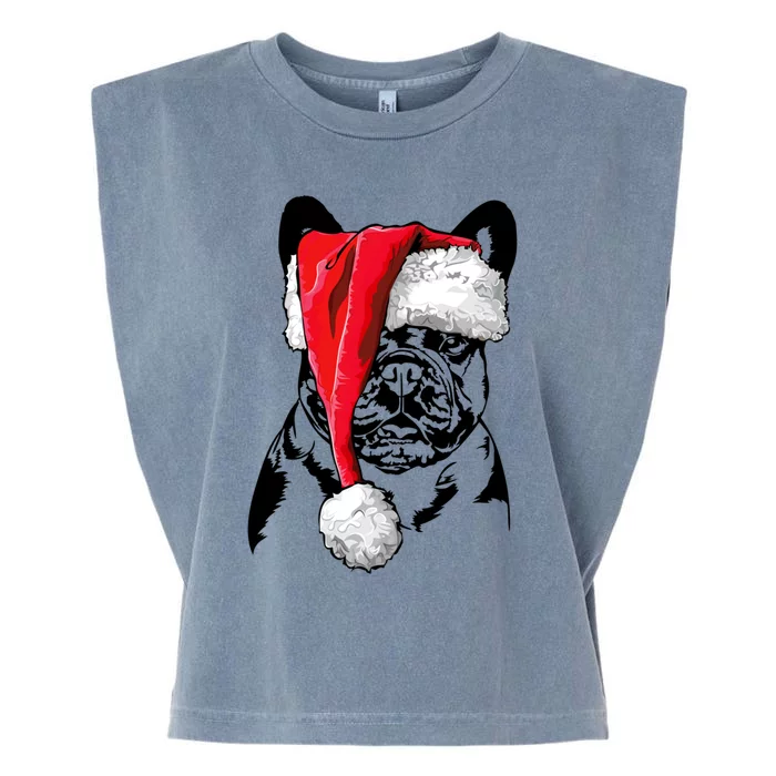 Funny Santa French Bulldog Christmas Dog Frenchie Mom Dog Funny Gift Garment-Dyed Women's Muscle Tee