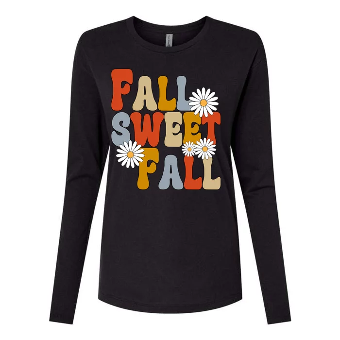 Fall Sweet Fall Retro Flower Womens Cotton Relaxed Long Sleeve T-Shirt