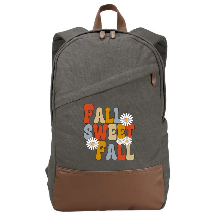 Fall Sweet Fall Retro Flower Cotton Canvas Backpack