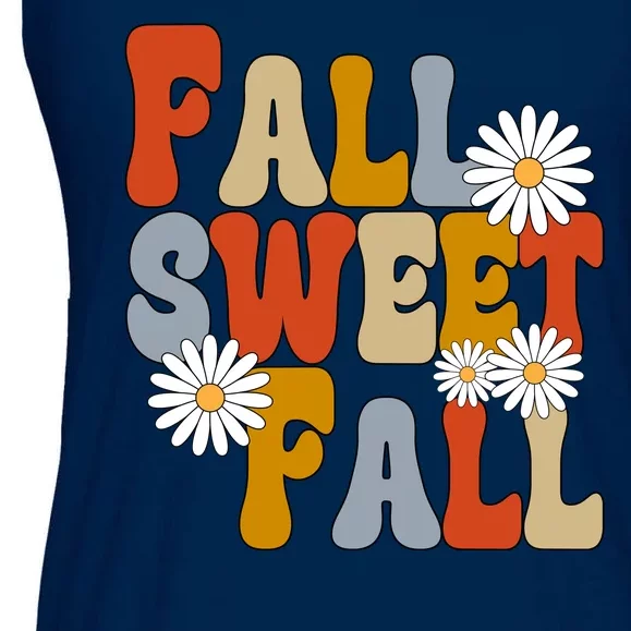 Fall Sweet Fall Retro Flower Ladies Essential Flowy Tank