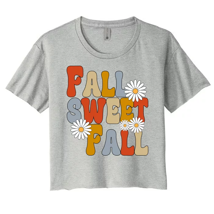 Fall Sweet Fall Retro Flower Women's Crop Top Tee