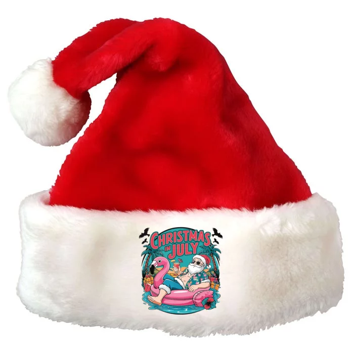 Funny Santa Flamingo Christmas In July Summer Xmas Premium Christmas Santa Hat