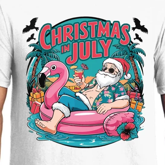 Funny Santa Flamingo Christmas In July Summer Xmas Pajama Set