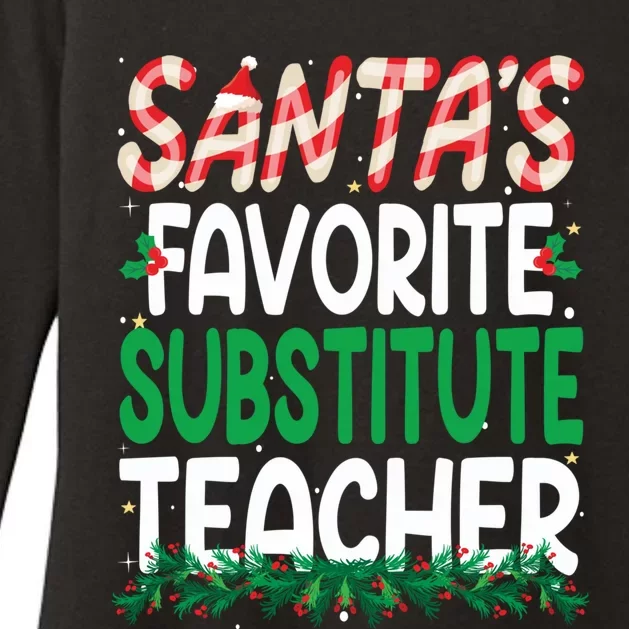 Funny SantaS Favorite Substitute Teacher Christmas Funny Gift Womens CVC Long Sleeve Shirt