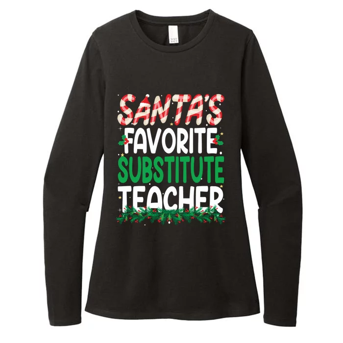 Funny SantaS Favorite Substitute Teacher Christmas Funny Gift Womens CVC Long Sleeve Shirt