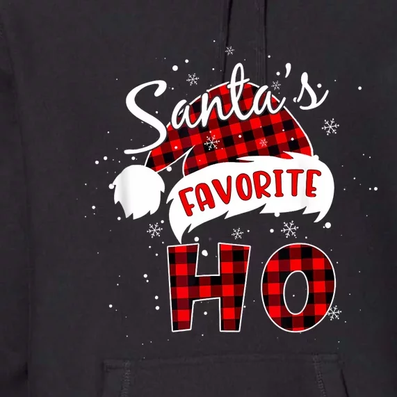 Funny SantaS Favorite Ho Christmas Red Plaid Buffalo Pajama Premium Hoodie