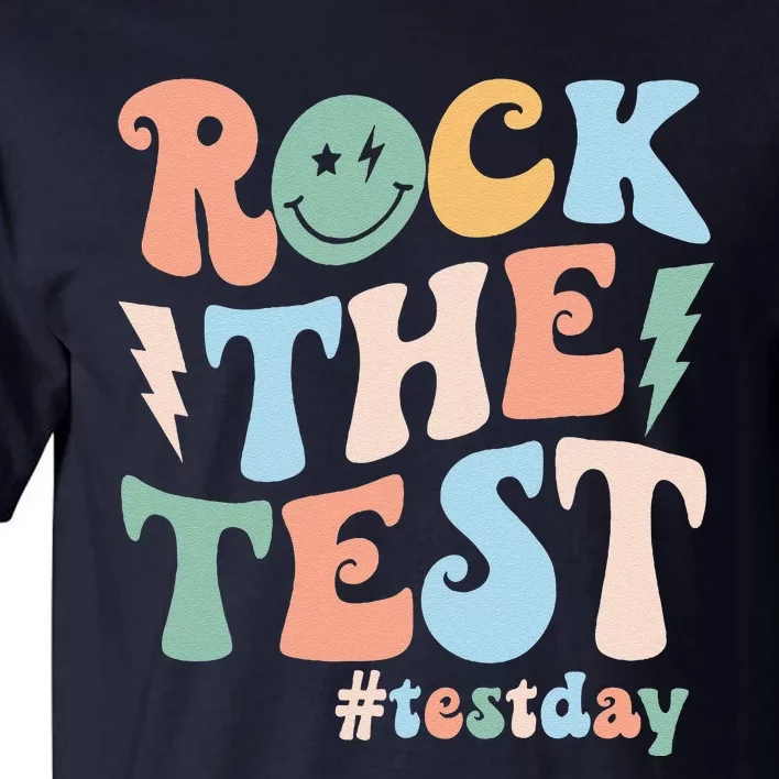 Funny Smile Face Test Day Rock The Test Motivational Student Tall T-Shirt