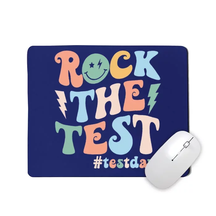 Funny Smile Face Test Day Rock The Test Motivational Student Mousepad