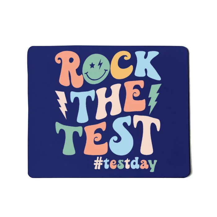 Funny Smile Face Test Day Rock The Test Motivational Student Mousepad