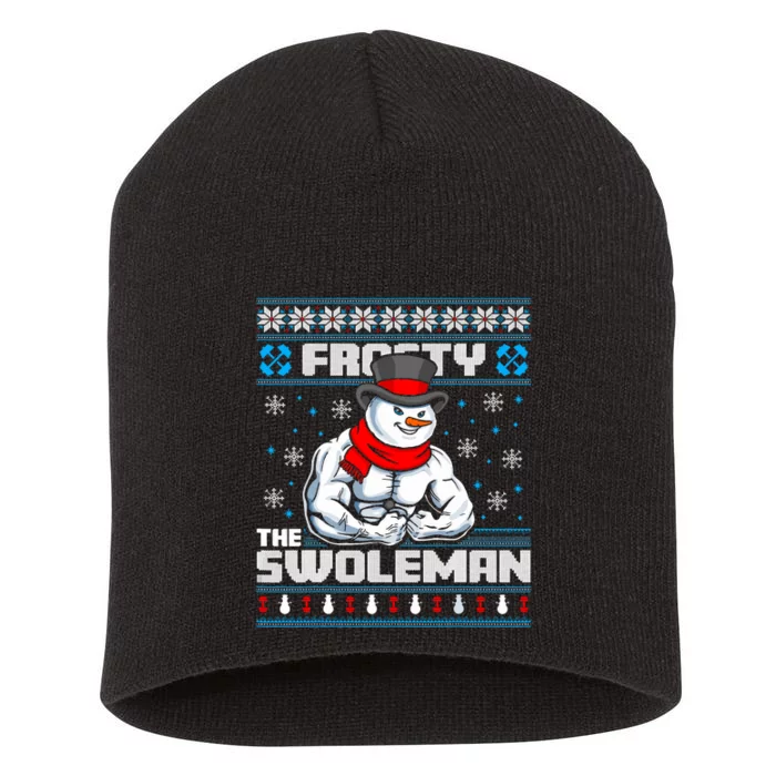 Frosty Swoleman Funny Christmas Workout Gym Weight Lifting Short Acrylic Beanie