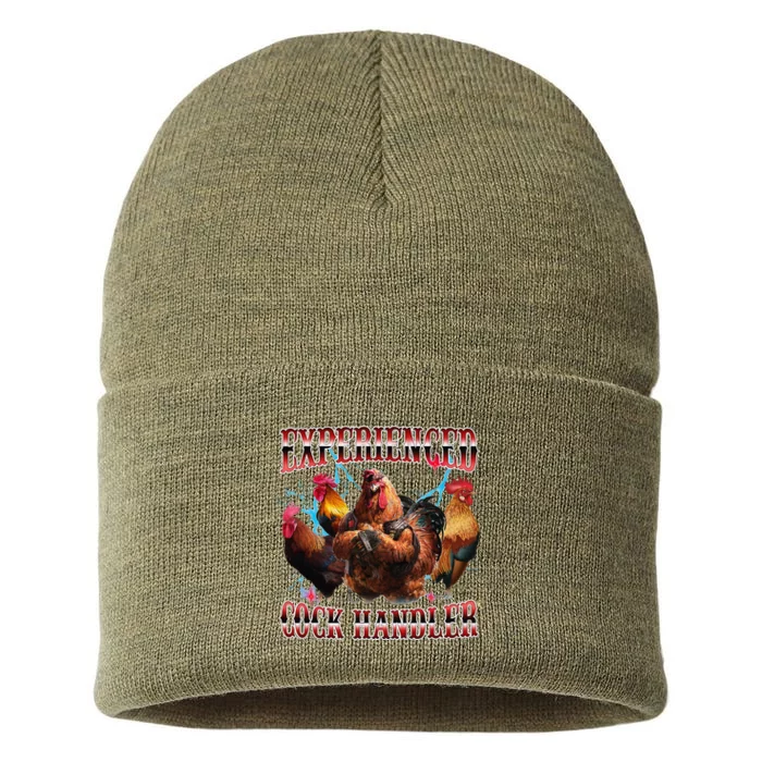 Funny Sayings For Adult Experienced Cock Handler Meme Dank Sustainable Knit Beanie