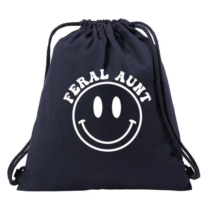 Funny Somebodys Feral Aunt Retro Groovy (Both Side Print) Gift Drawstring Bag