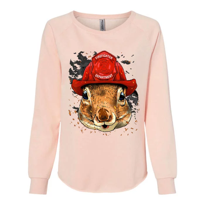 Firefighter Squirrel Fire Department Fireman Squirrel Lover Womens California Wash Sweatshirt