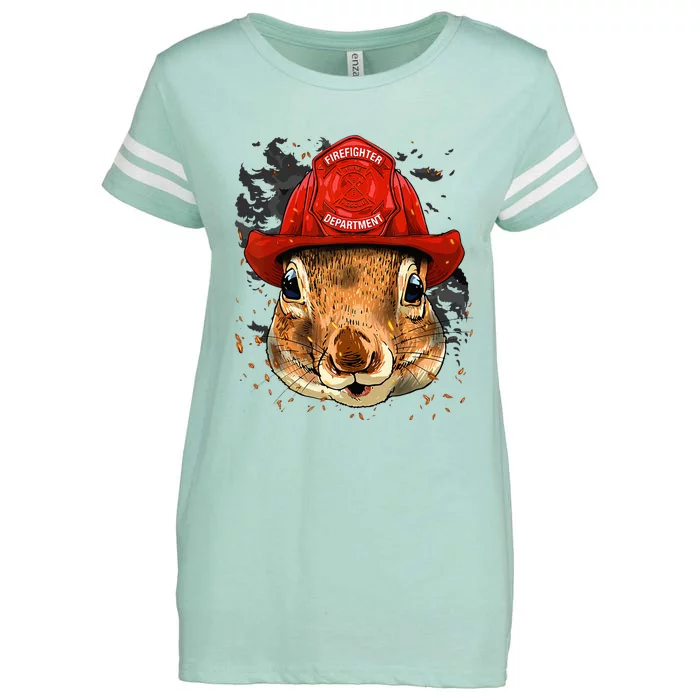 Firefighter Squirrel Fire Department Fireman Squirrel Lover Enza Ladies Jersey Football T-Shirt