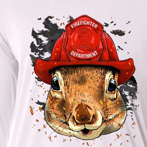 Firefighter Squirrel Fire Department Fireman Squirrel Lover Cooling Performance Long Sleeve Crew