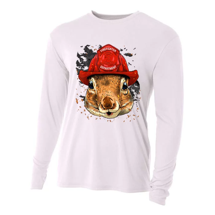 Firefighter Squirrel Fire Department Fireman Squirrel Lover Cooling Performance Long Sleeve Crew